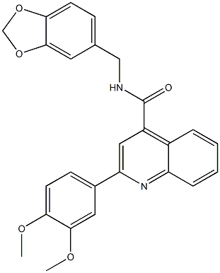 N-(1,3-benzodioxol-5-ylmethyl)-2-(3,4-dimethoxyphenyl)quinoline-4-carboxamide Structure