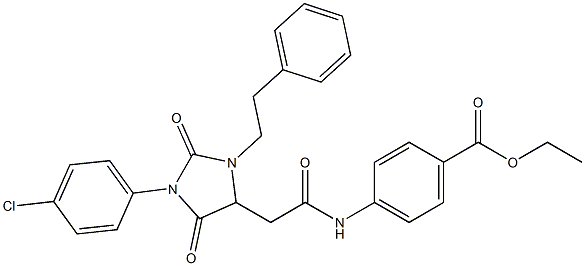 ethyl 4-(2-(1-(4-chlorophenyl)-2,5-dioxo-3-phenethylimidazolidin-4-yl)acetamido)benzoate Structure