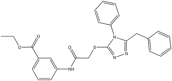 ethyl 3-(2-((5-benzyl-4-phenyl-4H-1,2,4-triazol-3-yl)thio)acetamido)benzoate Struktur