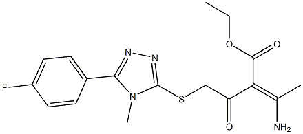 (E)-ethyl 3-amino-2-(2-((5-(4-fluorophenyl)-4-methyl-4H-1,2,4-triazol-3-yl)thio)acetyl)but-2-enoate Struktur