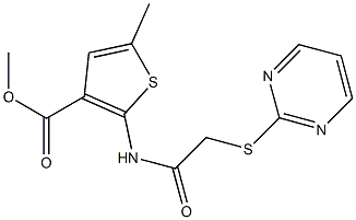 methyl 5-methyl-2-(2-(pyrimidin-2-ylthio)acetamido)thiophene-3-carboxylate Struktur