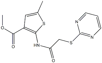 methyl 5-methyl-2-(2-(pyrimidin-2-ylthio)acetamido)thiophene-3-carboxylate 化学構造式