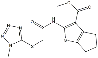 methyl 2-(2-((1-methyl-1H-tetrazol-5-yl)thio)acetamido)-5,6-dihydro-4H-cyclopenta[b]thiophene-3-carboxylate Struktur