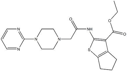 ethyl 2-(2-(4-(pyrimidin-2-yl)piperazin-1-yl)acetamido)-5,6-dihydro-4H-cyclopenta[b]thiophene-3-carboxylate Structure