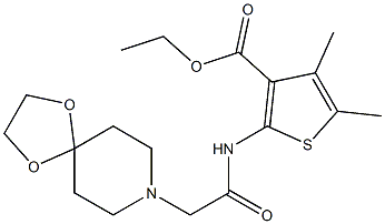 ethyl 2-(2-(1,4-dioxa-8-azaspiro[4.5]decan-8-yl)acetamido)-4,5-dimethylthiophene-3-carboxylate Structure
