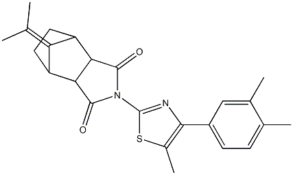 2-(4-(3,4-dimethylphenyl)-5-methylthiazol-2-yl)-8-(propan-2-ylidene)hexahydro-1H-4,7-methanoisoindole-1,3(2H)-dione Structure