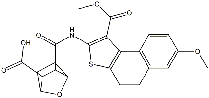 3-((7-methoxy-1-(methoxycarbonyl)-4,5-dihydronaphtho[2,1-b]thiophen-2-yl)carbamoyl)-7-oxabicyclo[2.2.1]heptane-2-carboxylic acid Structure