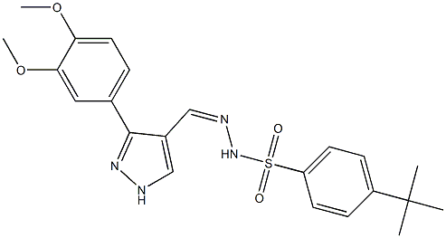 (Z)-4-(tert-butyl)-N'-((3-(3,4-dimethoxyphenyl)-1H-pyrazol-4-yl)methylene)benzenesulfonohydrazide Structure