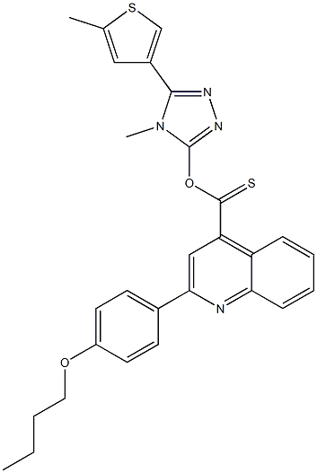 S-(4-methyl-5-(5-methylthiophen-3-yl)-4H-1,2,4-triazol-3-yl) 2-(4-butoxyphenyl)quinoline-4-carbothioate Structure