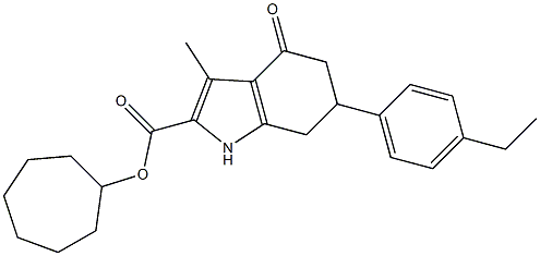 cycloheptyl 6-(4-ethylphenyl)-3-methyl-4-oxo-4,5,6,7-tetrahydro-1H-indole-2-carboxylate Struktur