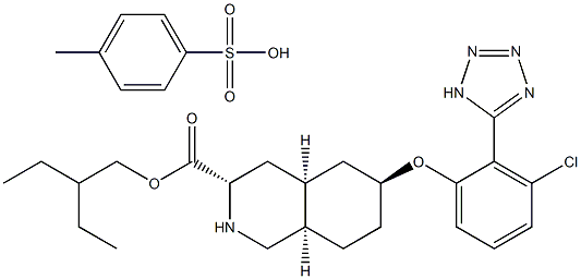 3-Isoquinolinecarboxylic acid, 6-[3-chloro-2-(1H-tetrazol-5-yl)phenoxy]decahydro-, 2-ethylbutyl ester, (3S,4aS,6S,8aR)-, Mono(4-Methylbenzenesulfonate) (9CI),503291-53-0,结构式