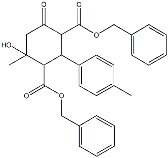 dibenzyl4-hydroxy-4-methyl-2-(4-methylphenyl)-6-oxo-1,3-cyclohexanedicarboxylate,1002319-15-4,结构式