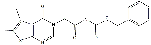 N-benzyl-N'-[(5,6-dimethyl-4-oxothieno[2,3-d]pyrimidin-3(4H)-yl)acetyl]urea Structure