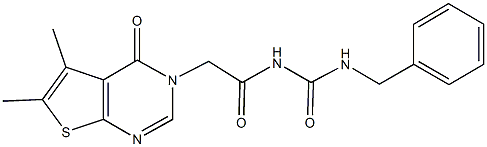 N-benzyl-N'-[(5,6-dimethyl-4-oxothieno[2,3-d]pyrimidin-3(4H)-yl)acetyl]urea,1004122-77-3,结构式