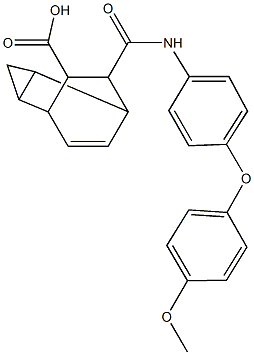 7-{[4-(4-methoxyphenoxy)anilino]carbonyl}tricyclo[3.2.2.0~2,4~]non-8-ene-6-carboxylic acid 结构式