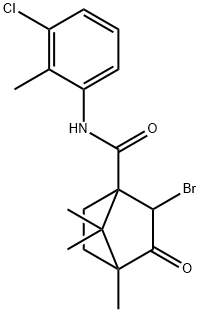 2-bromo-N-(3-chloro-2-methylphenyl)-4,7,7-trimethyl-3-oxobicyclo[2.2.1]heptane-1-carboxamide Structure