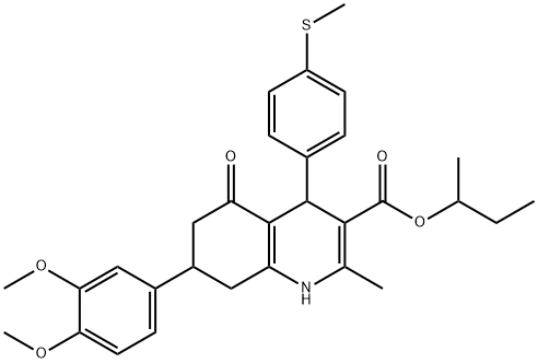 sec-butyl 7-(3,4-dimethoxyphenyl)-2-methyl-4-[4-(methylsulfanyl)phenyl]-5-oxo-1,4,5,6,7,8-hexahydro-3-quinolinecarboxylate Structure