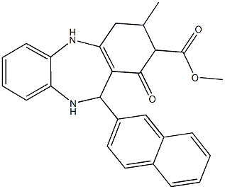 methyl 3-methyl-11-(2-naphthyl)-1-oxo-2,3,4,5,10,11-hexahydro-1H-dibenzo[b,e][1,4]diazepine-2-carboxylate 化学構造式