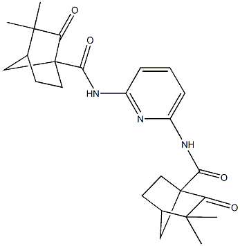 N-(6-{[(3,3-dimethyl-2-oxobicyclo[2.2.1]hept-1-yl)carbonyl]amino}-2-pyridinyl)-3,3-dimethyl-2-oxobicyclo[2.2.1]heptane-1-carboxamide Struktur