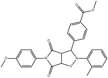 methyl 4-[5-(4-methoxyphenyl)-2-(2-methylphenyl)-4,6-dioxohexahydro-2H-pyrrolo[3,4-d]isoxazol-3-yl]benzoate 化学構造式