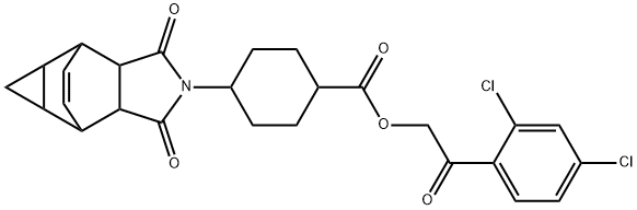 2-(2,4-dichlorophenyl)-2-oxoethyl 4-(3,5-dioxo-4-azatetracyclo[5.3.2.0~2,6~.0~8,10~]dodec-11-en-4-yl)cyclohexanecarboxylate Structure