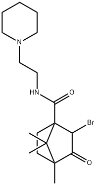 2-bromo-4,7,7-trimethyl-3-oxo-N-[2-(1-piperidinyl)ethyl]bicyclo[2.2.1]heptane-1-carboxamide 化学構造式