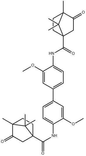 N-(3,3'-dimethoxy-4'-{[(4,7,7-trimethyl-3-oxobicyclo[2.2.1]hept-1-yl)carbonyl]amino}[1,1'-biphenyl]-4-yl)-4,7,7-trimethyl-3-oxobicyclo[2.2.1]heptane-1-carboxamide Structure