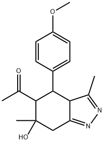 1-[6-hydroxy-4-(4-methoxyphenyl)-3,6-dimethyl-4,5,6,7-tetrahydro-3aH-indazol-5-yl]ethanone|