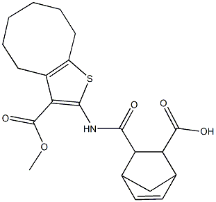 3-({[3-(methoxycarbonyl)-4,5,6,7,8,9-hexahydrocycloocta[b]thien-2-yl]amino}carbonyl)bicyclo[2.2.1]hept-5-ene-2-carboxylic acid Structure