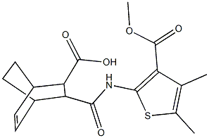 3-({[3-(methoxycarbonyl)-4,5-dimethyl-2-thienyl]amino}carbonyl)bicyclo[2.2.2]oct-5-ene-2-carboxylic acid Structure