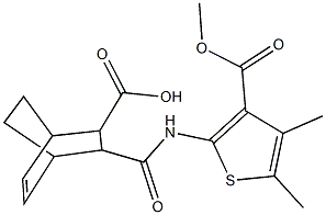 3-({[3-(methoxycarbonyl)-4,5-dimethyl-2-thienyl]amino}carbonyl)bicyclo[2.2.2]oct-5-ene-2-carboxylic acid,1005103-91-2,结构式