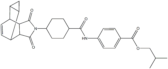 isobutyl 4-({[4-(3,5-dioxo-4-azatetracyclo[5.3.2.0~2,6~.0~8,10~]dodec-11-en-4-yl)cyclohexyl]carbonyl}amino)benzoate 化学構造式