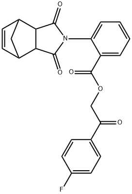 2-(4-fluorophenyl)-2-oxoethyl 2-(3,5-dioxo-4-azatricyclo[5.2.1.0~2,6~]dec-8-en-4-yl)benzoate 结构式
