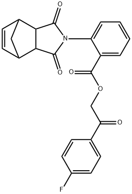 2-(4-fluorophenyl)-2-oxoethyl 2-(3,5-dioxo-4-azatricyclo[5.2.1.0~2,6~]dec-8-en-4-yl)benzoate Struktur