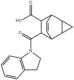 7-(2,3-dihydro-1H-indol-1-ylcarbonyl)tricyclo[3.2.2.0~2,4~]non-8-ene-6-carboxylic acid Structure