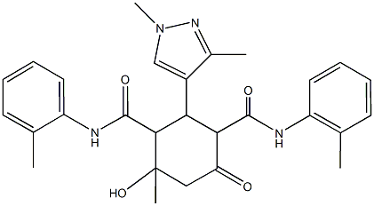 2-(1,3-dimethyl-1H-pyrazol-4-yl)-4-hydroxy-4-methyl-N~1~,N~3~-bis(2-methylphenyl)-6-oxo-1,3-cyclohexanedicarboxamide|