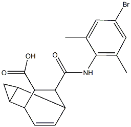 7-[(4-bromo-2,6-dimethylanilino)carbonyl]tricyclo[3.2.2.0~2,4~]non-8-ene-6-carboxylic acid 化学構造式