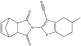 2-(3,5-dioxo-4-azatricyclo[5.2.1.0~2,6~]dec-8-en-4-yl)-5-methyl-4,5,6,7-tetrahydro-1-benzothiophene-3-carbonitrile Structure