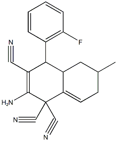 2-amino-4-(2-fluorophenyl)-6-methyl-4a,5,6,7-tetrahydro-1,1,3(4H)-naphthalenetricarbonitrile 结构式