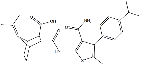 3-({[3-(aminocarbonyl)-4-(4-isopropylphenyl)-5-methyl-2-thienyl]amino}carbonyl)-7-(1-methylethylidene)bicyclo[2.2.1]heptane-2-carboxylic acid|