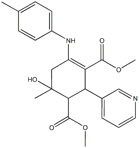 dimethyl 6-hydroxy-6-methyl-2-(3-pyridinyl)-4-(4-toluidino)-3-cyclohexene-1,3-dicarboxylate,1005112-50-4,结构式