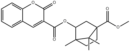 4-(methoxycarbonyl)-1,7,7-trimethylbicyclo[2.2.1]hept-2-yl 2-oxo-2H-chromene-3-carboxylate Structure