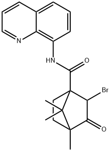 2-bromo-4,7,7-trimethyl-3-oxo-N-(8-quinolinyl)bicyclo[2.2.1]heptane-1-carboxamide 结构式