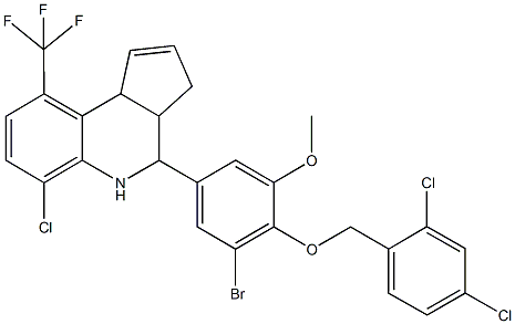 4-{3-bromo-4-[(2,4-dichlorobenzyl)oxy]-5-methoxyphenyl}-6-chloro-9-(trifluoromethyl)-3a,4,5,9b-tetrahydro-3H-cyclopenta[c]quinoline,1005150-06-0,结构式