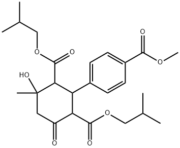 diisobutyl 4-hydroxy-2-[4-(methoxycarbonyl)phenyl]-4-methyl-6-oxo-1,3-cyclohexanedicarboxylate 结构式