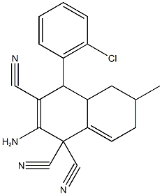 2-amino-4-(2-chlorophenyl)-6-methyl-4a,5,6,7-tetrahydro-1,1,3(4H)-naphthalenetricarbonitrile 结构式