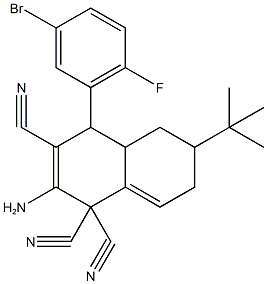 2-amino-4-(5-bromo-2-fluorophenyl)-6-tert-butyl-4a,5,6,7-tetrahydro-1,1,3(4H)-naphthalenetricarbonitrile Structure