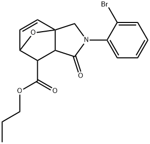 propyl 3-(2-bromophenyl)-4-oxo-10-oxa-3-azatricyclo[5.2.1.0~1,5~]dec-8-ene-6-carboxylate 化学構造式