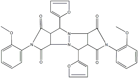5,10-di(2-furyl)-2,7-bis(2-methoxyphenyl)tetrahydropyrrolo[3,4-c]pyrrolo[3',4':4,5]pyrazolo[1,2-a]pyrazole-1,3,6,8(2H,3aH,5H,7H)-tetrone 结构式