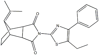 4-(5-ethyl-4-phenyl-1,3-thiazol-2-yl)-10-(1-methylethylidene)-4-azatricyclo[5.2.1.0~2,6~]decane-3,5-dione 结构式